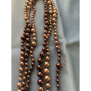 COOKIE LEE 68" Ombre Brown Faux Pearl Necklace with Copper tone Accents wedding